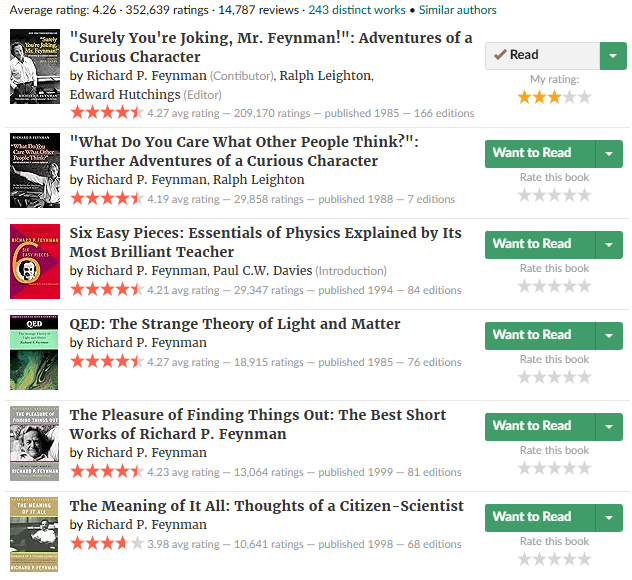 Richard Feynman's own Goodreads account